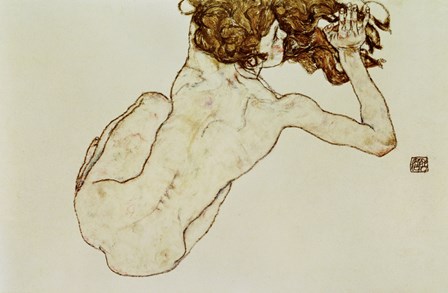 Crouching Nude by Egon Schiele art print