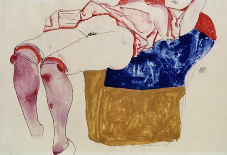 Reclining Woman With Mauve Stockings, 1913 by Egon Schiele art print