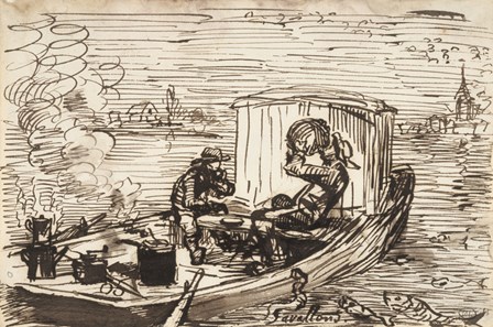 Luncheon on the boat (Dejeuner en bateau) by Charles Francois Daubigny art print