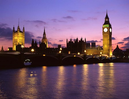 Big Ben, Houses of Parliament and the River Thames at Dusk, London, England by Howie Garber / Danita Delimont art print