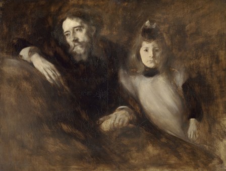 Alphonse Daudet And His Daughter Edmee by Eugene Carriere art print