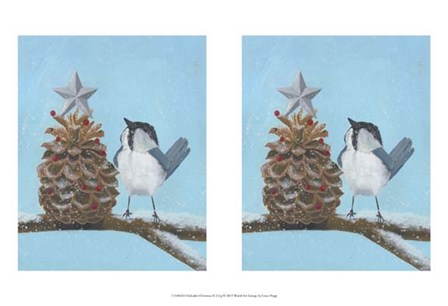 Chickadee Christmas II 2-Up by Grace Popp art print