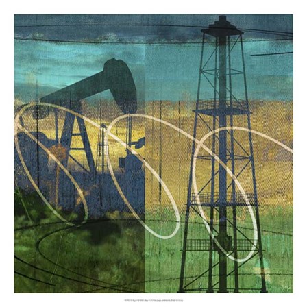 Oil Rig &amp; Oil Well Collage by Sisa Jasper art print