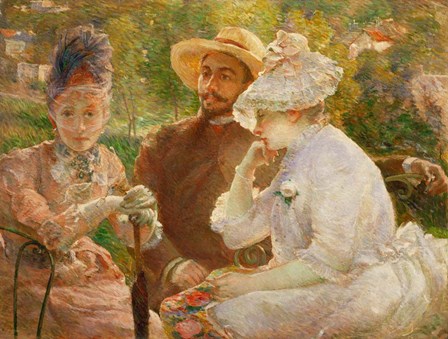 On The Terrace In Sevres With The Painter Henri Fantin-Latour by Marie Bracquemond art print