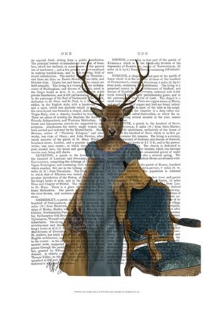 Deer In Blue Dress by Fab Funky art print