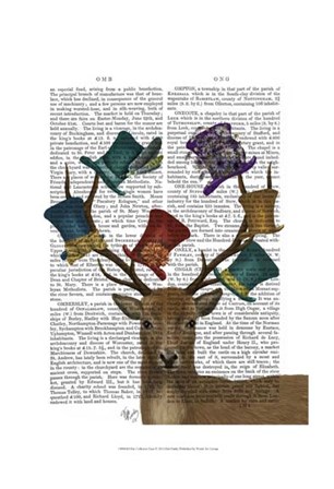 Hat Collector Deer by Fab Funky art print