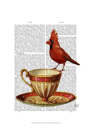 Teacup And Red Cardinal by Fab Funky art print