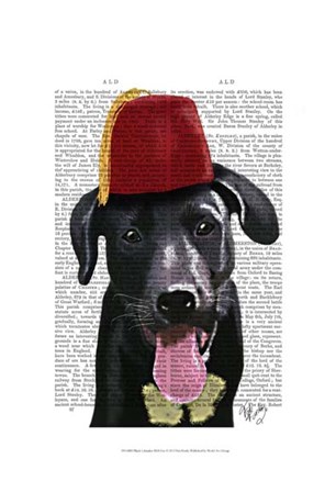 Black Labrador With Fez by Fab Funky art print