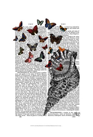 Conch Shell and Butterflies by Fab Funky art print