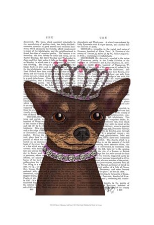 Brown Chihuahua And Tiara by Fab Funky art print