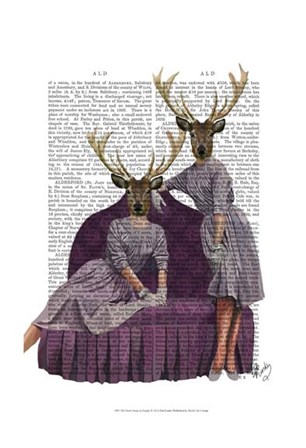 Deer Twins in Purple by Fab Funky art print
