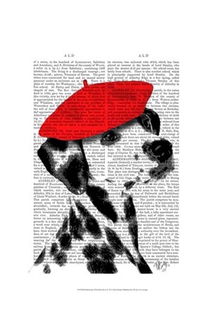 Dalmatian With Red Beret by Fab Funky art print