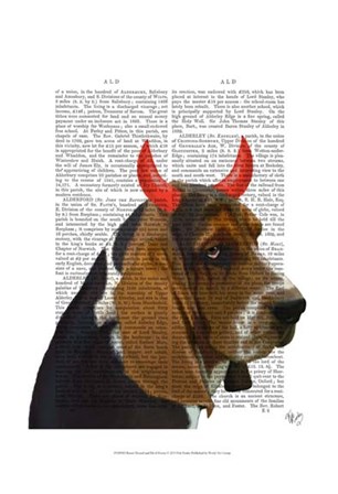 Basset Hound and Devil Horns by Fab Funky art print