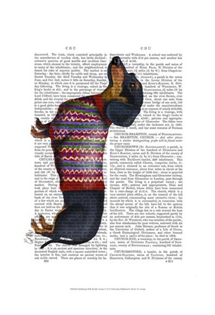 Dachshund With Woolly Sweater by Fab Funky art print