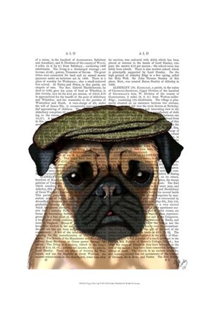 Pug in Flat Cap by Fab Funky art print