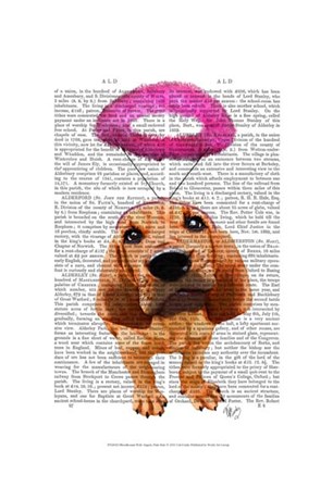 Bloodhound With Angelic Pink Halo by Fab Funky art print