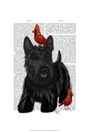 Scottish Terrier and Birds by Fab Funky art print