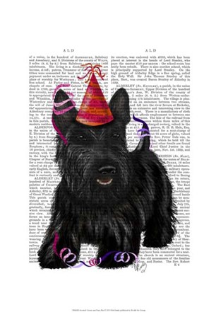 Scottish Terrier and Party Hat by Fab Funky art print