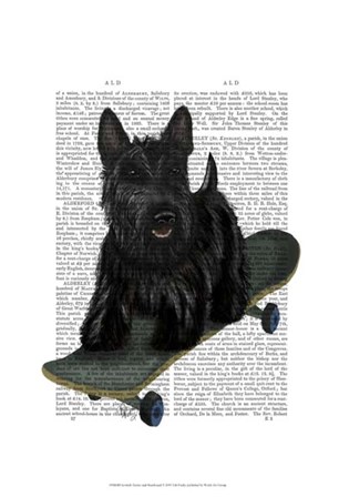 Scottish Terrier and Skateboard by Fab Funky art print