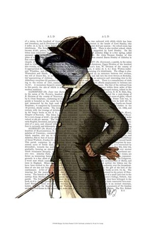 Badger The Rider Portrait by Fab Funky art print