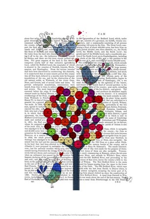 Button Tree and Birds Blue by Fab Funky art print