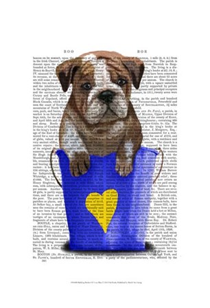 Bulldog Bucket Of Love Blue by Fab Funky art print