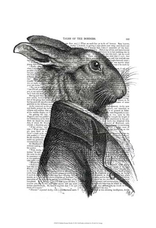 Rabbit Portrait Profile by Fab Funky art print