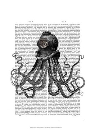 Octopus and Diving Helmet by Fab Funky art print