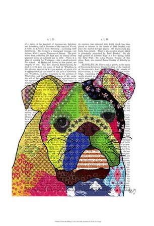 Patchwork Bulldog by Fab Funky art print