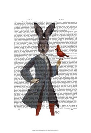 Rabbit and Bird by Fab Funky art print