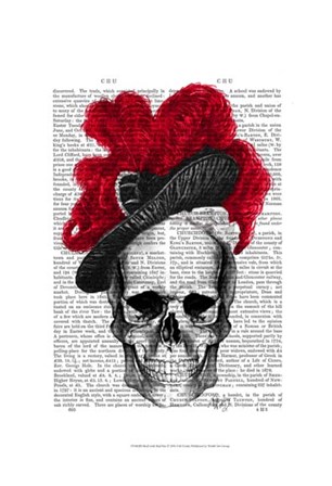 Skull with Red Hat by Fab Funky art print