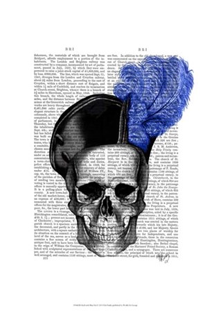 Skull with Blue Hat by Fab Funky art print