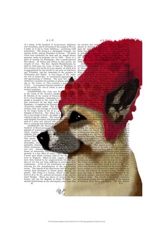 German Shepherd in Red Woolly Hat by Fab Funky art print