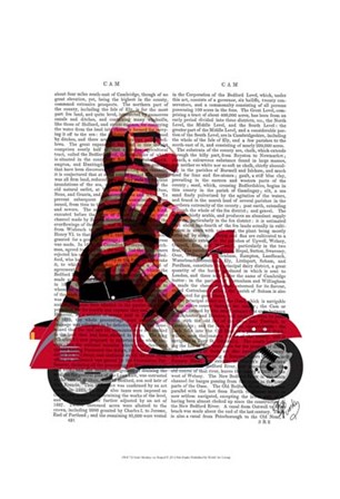 Sock Monkey on Moped by Fab Funky art print