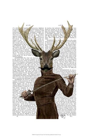 Fencing Deer Portrait by Fab Funky art print