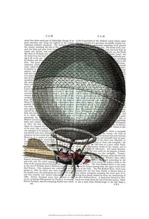 Blanchard Vintage Hot Air Balloon by Fab Funky art print