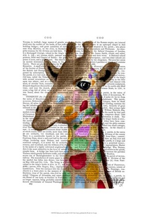 Multicoloured Giraffe by Fab Funky art print