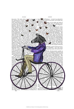Zebra On Bicycle by Fab Funky art print