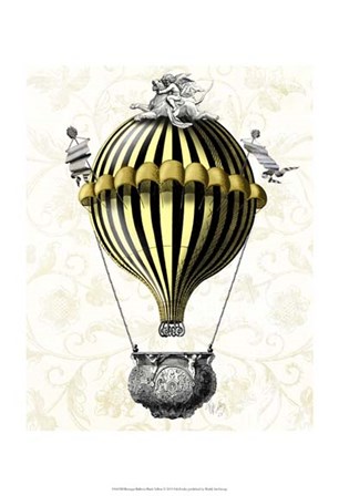 Baroque Balloon Black Yellow by Fab Funky art print