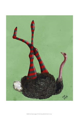 Ostrich Striped Leggings by Fab Funky art print