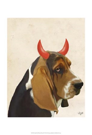 Little Devil Basset Hound by Fab Funky art print