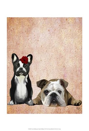 French Bulldog and English Bulldog by Fab Funky art print
