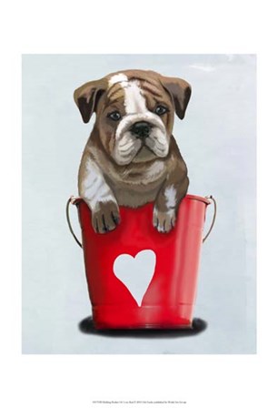 Bulldog Bucket Of Love Red by Fab Funky art print
