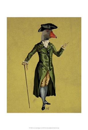Goose in Green Regency Coat by Fab Funky art print