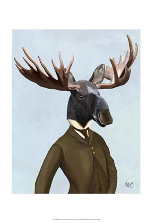 Moose In Suit Portrait by Fab Funky art print