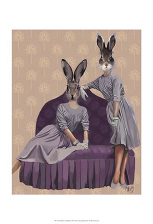 Rabbits in Purple by Fab Funky art print