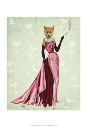 Glamour Fox in Pink by Fab Funky art print