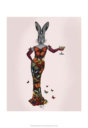 Rabbit Butterfly Dress by Fab Funky art print