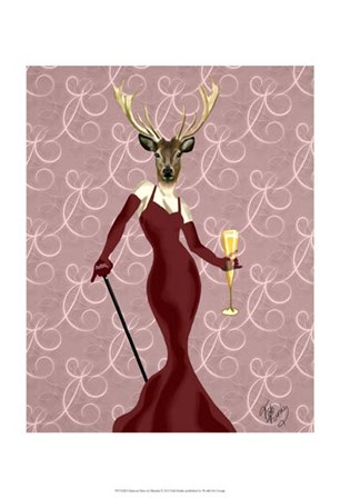 Glamour Deer in Marsala by Fab Funky art print