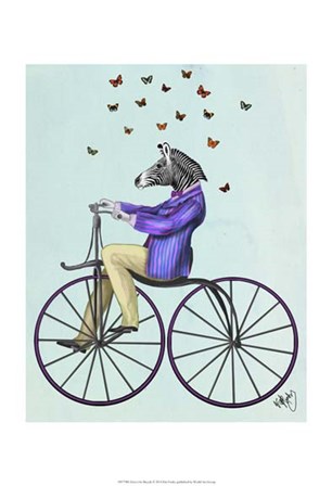 Zebra On Bicycle by Fab Funky art print